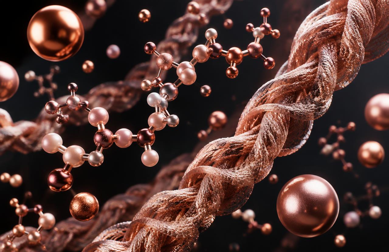 Illustration of peptide molecules and collagen fibres